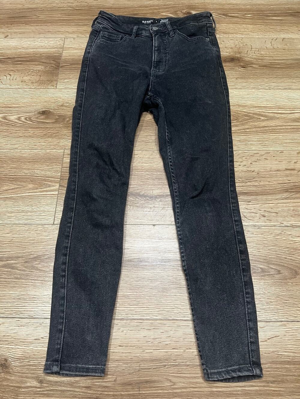 Old Navy Womens Jeans Size 4 Black Extra High-Rise Super Skinny 360° Stret (A00)